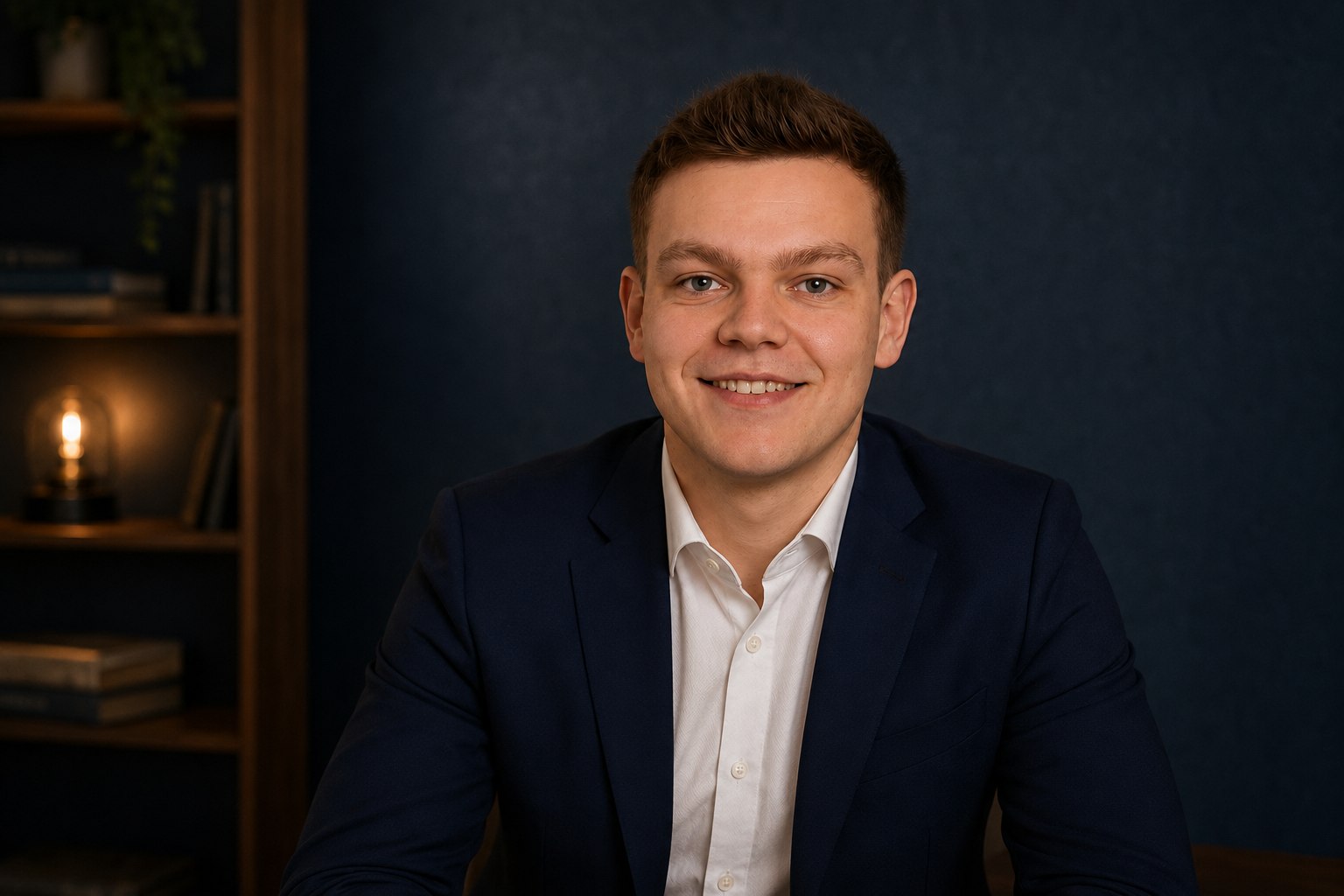 Porträt von Jonathan Neder vor dunklem Hintergrund